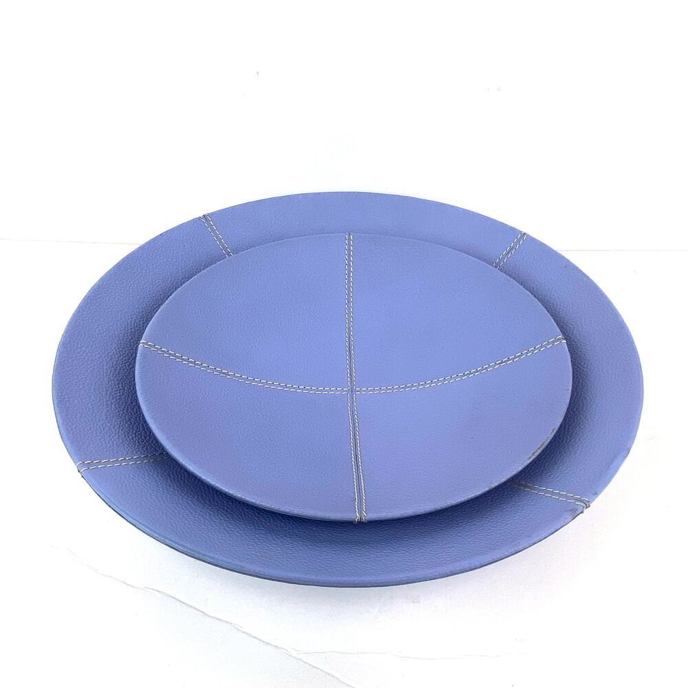 Vera Wang Stitch Collection Leather Covered Metal Bowl Set
